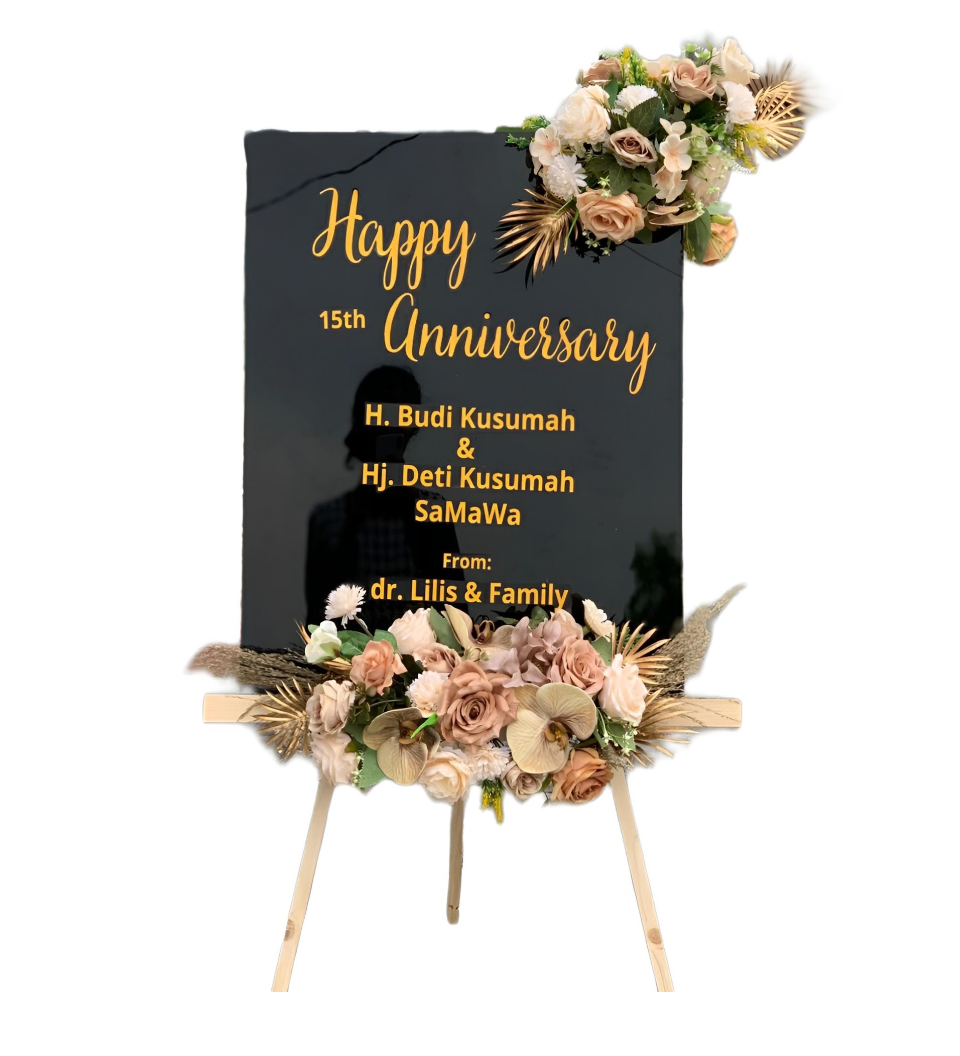 Papan Bunga Akrilik Buton Tengah